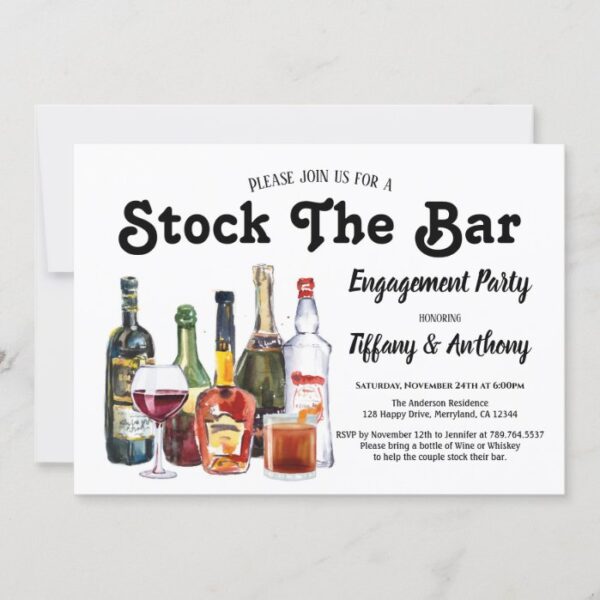 Stock The Bar Engagement Party Vintage Invitation