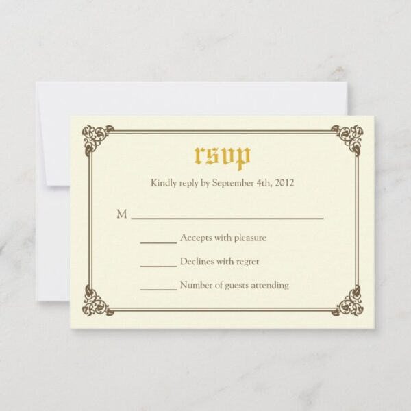 Storybook Fairytale Wedding RSVP Card - Gold
