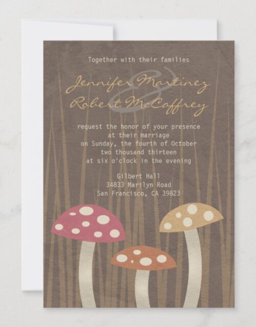 Sweet Wild Mushroom Wedding Invitations