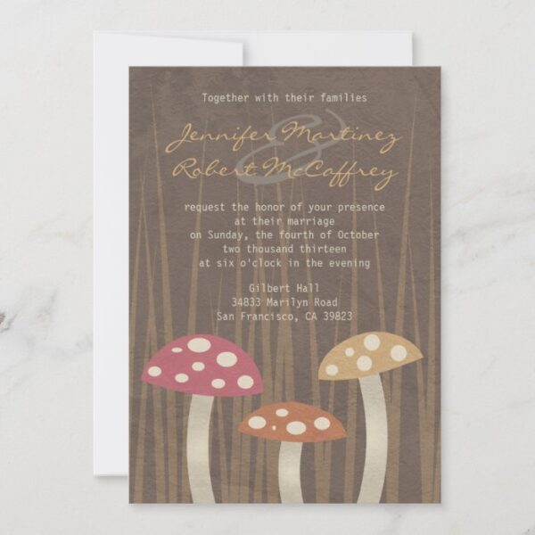 Sweet Wild Mushroom Wedding Invitations