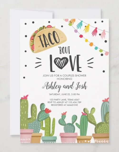 Taco Bout Love Fiesta Couples Shower Invite Cactus