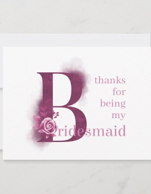Thanks for being my Bridesmaid Purple Personalized Thank You Card
