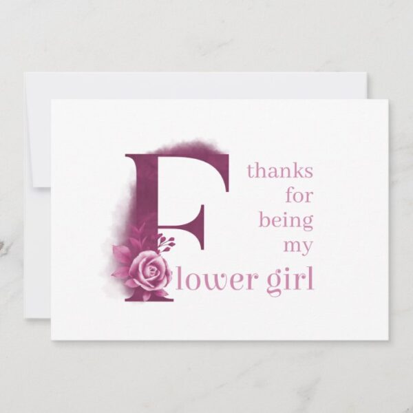 Thanks for being my Flower Girl Purple Custom Thank You Card
