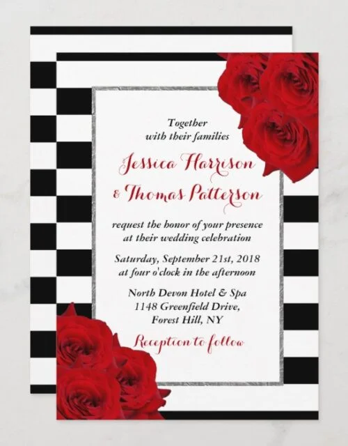 The Chic Modern Luxe Wedding Collection- Red Roses Invitation