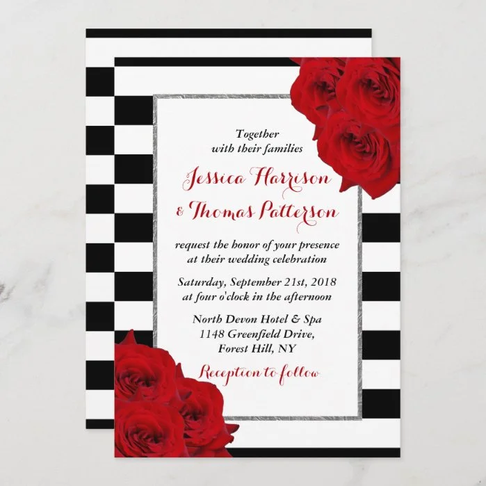 The Chic Modern Luxe Wedding Collection- Red Roses Invitation