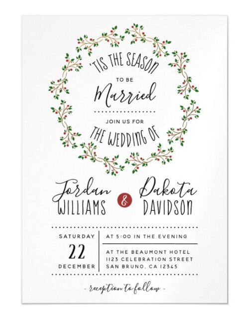 'Tis The Season | Christmas Wedding Magnetic Invitation