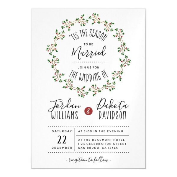 'Tis The Season | Christmas Wedding Magnetic Invitation