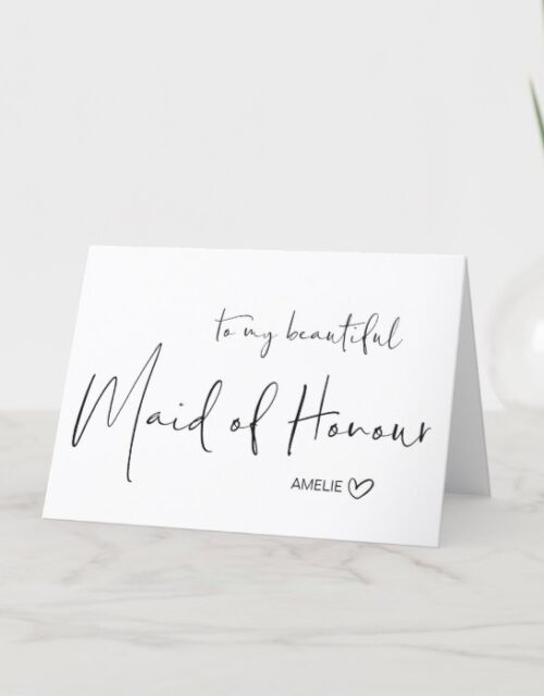 To My Maid of Honor Wedding Thank You Card