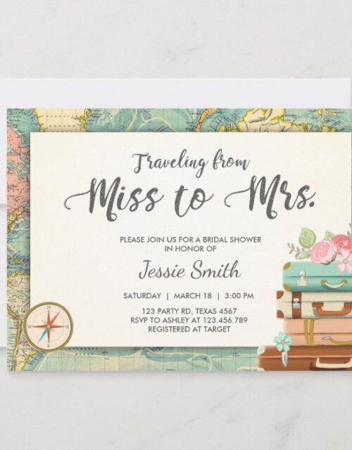 Travel Bridal shower invitation Miss to Mrs
