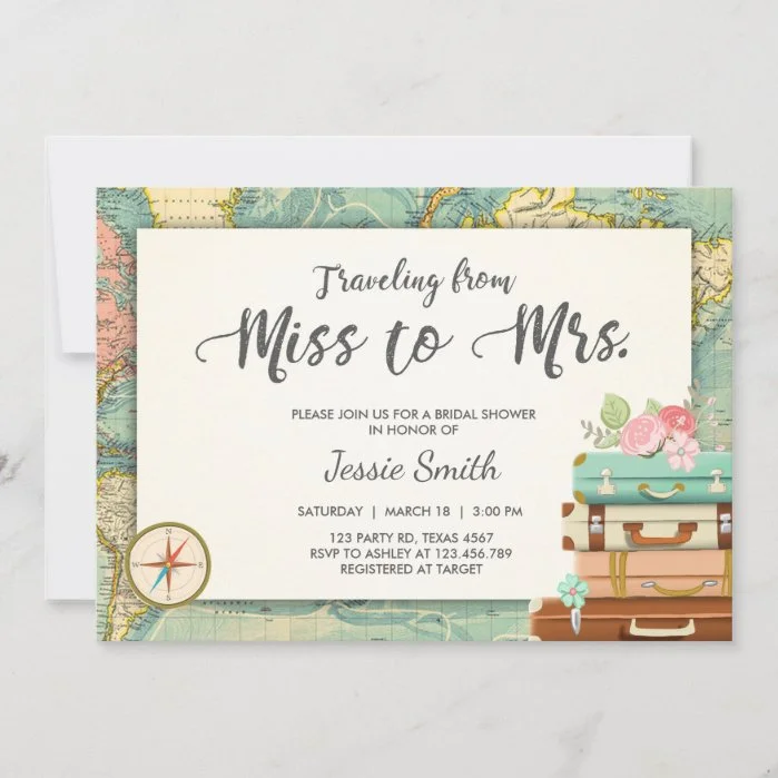 Travel Bridal shower invitation Miss to Mrs