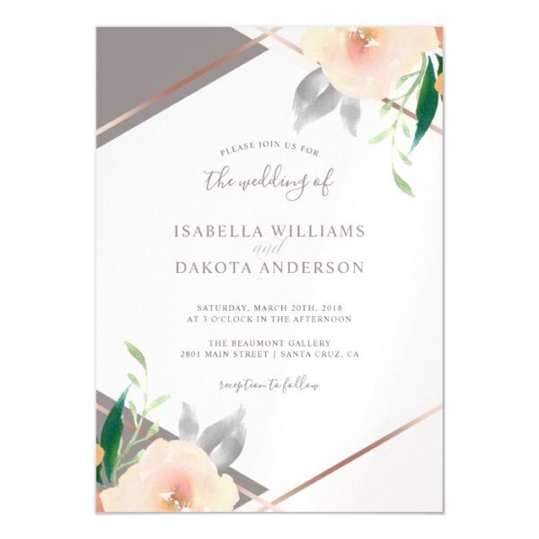 Trendy Blush Pink Watercolor Flowers Wedding Magnetic Invitation