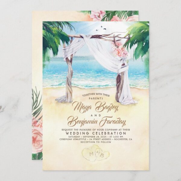 Tropical Beach Arbor Dreamy Summer Wedding Invitation