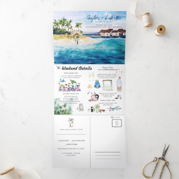 Tropical Beach Wedding | Tri-Fold Invitation