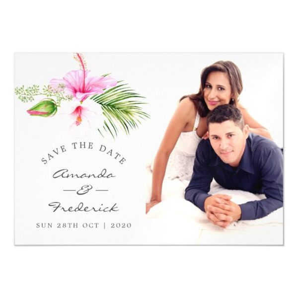 Tropical Floral Beach Wedding Save the Date Magnetic Invitation