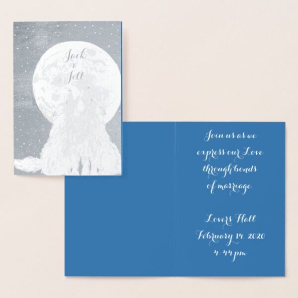Two Wolves Howling at the Moon Wedding Invitation