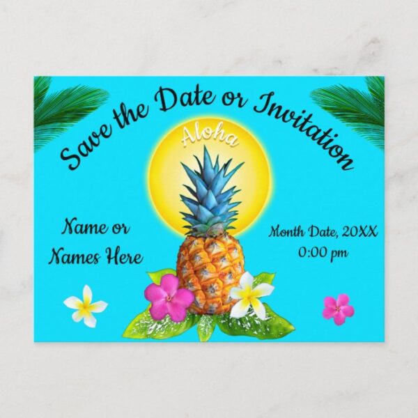 Unique Hawaiian Save the Date Cards. Any Occasion Announcement Postcard