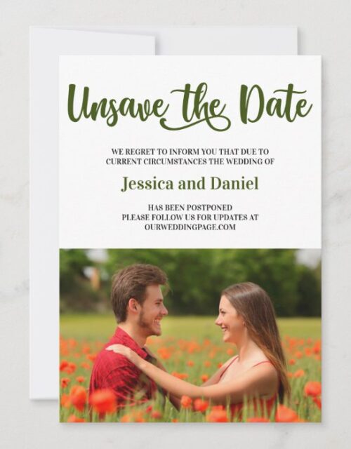 Unsave the Date with Photo Postponed Wedding Card