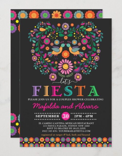 Vibrant Fiesta Couples Shower Floral Engagement Invitation