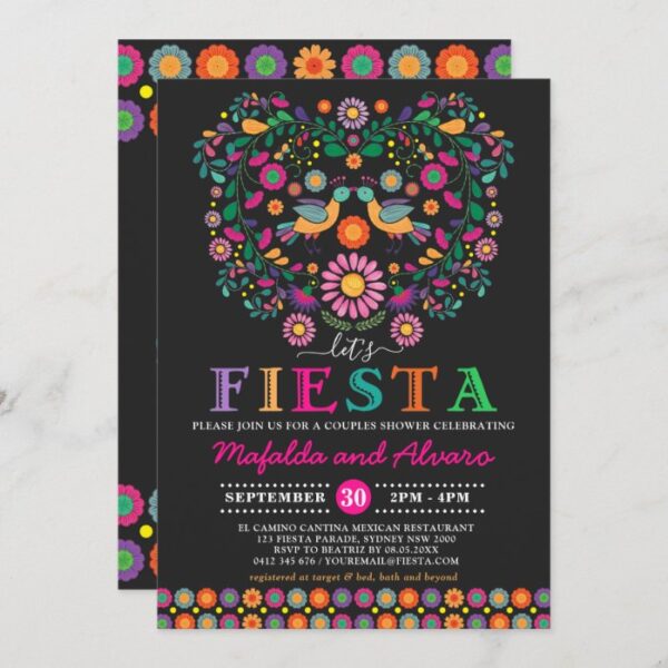 Vibrant Fiesta Couples Shower Floral Engagement Invitation