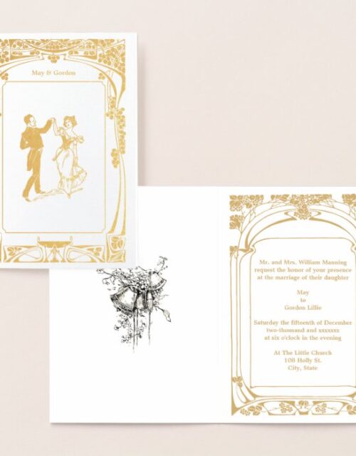 Vintage Art Nouveau Wedding Invitation Template