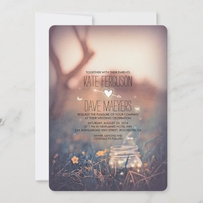 Vintage Garden Rustic Mason Jar Elegant Wedding Invitation
