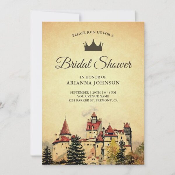 Vintage Royal Fairytale Castle Bridal Shower Invitation