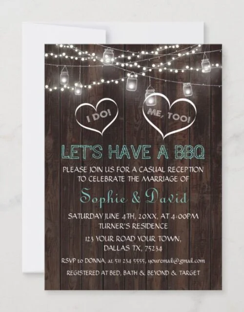 Vintage String Lights Old Barn I DO BBQ Invitation