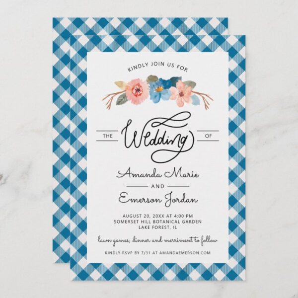 Watercolor Floral Simple Fun Casual Wedding Invitation