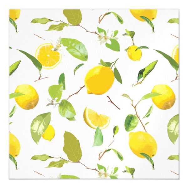 Watercolor Lemon & Leaves 2 Magnetic Invitation