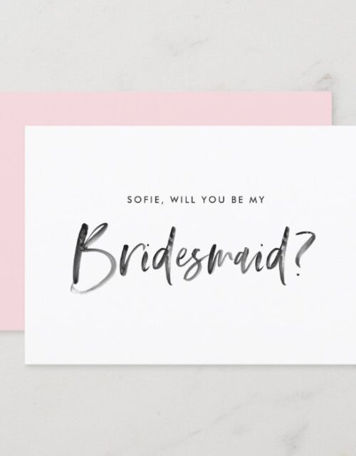 Watercolor Lettering Will You Be My Bridesmaid Invitation