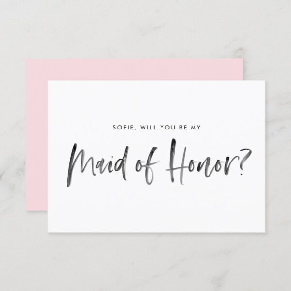 Watercolor Lettering Will You Be My Maid Of Honor Invitation