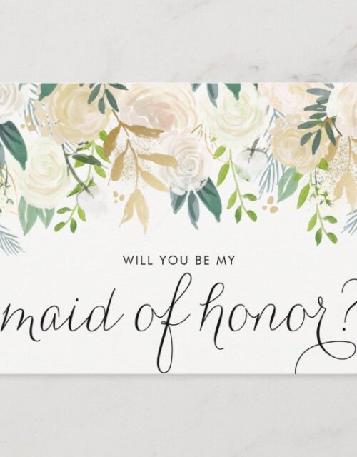 Watercolor Peonies Will You Be My Maid of Honor Invitation Postcard