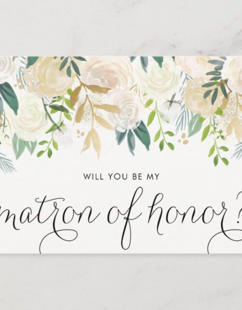 Watercolor Peonies Will You Be My Matron of Honor Invitation Postcard