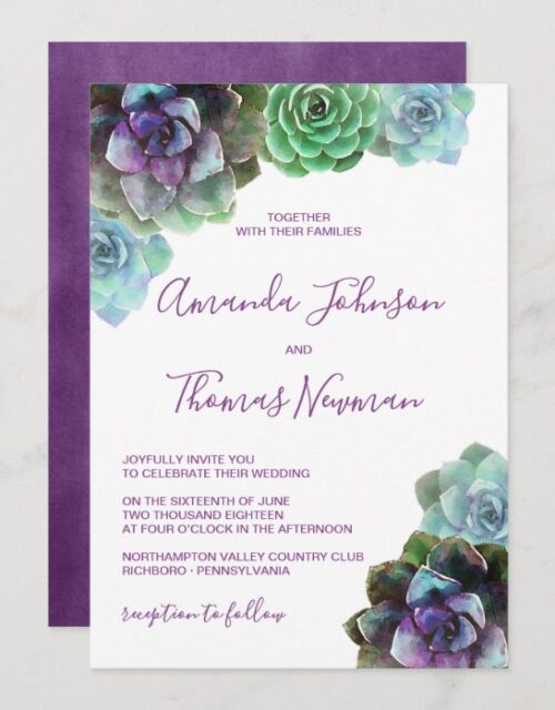 Watercolor Succulents | Wedding Invitation