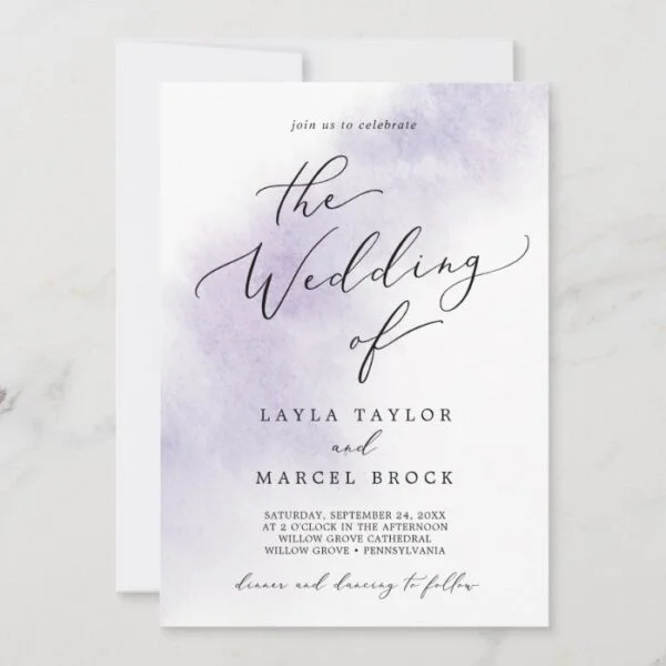 Watercolor Wash | Purple The Wedding Of Invitation