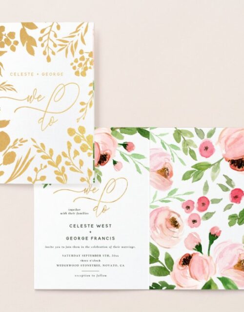 We do floral watercolor and real foil wedding foil card