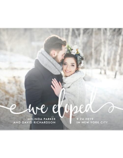 We Eloped | Modern Rustic Photo Magnetic Invitation