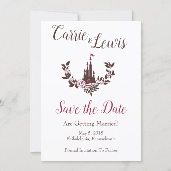 Wedding Cinderella Fairytale Castle Floral Garland Invitation