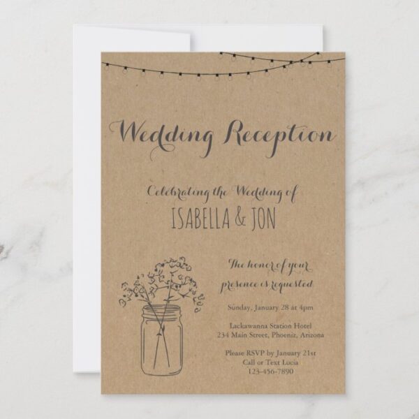 Wedding Reception Only | Rustic Kraft Paper Invitation