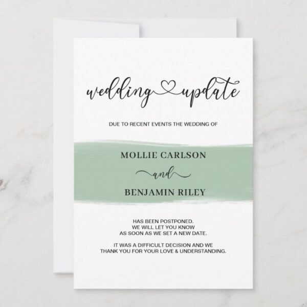 Wedding Update Elegant Eucalyptus Brushstroke Card