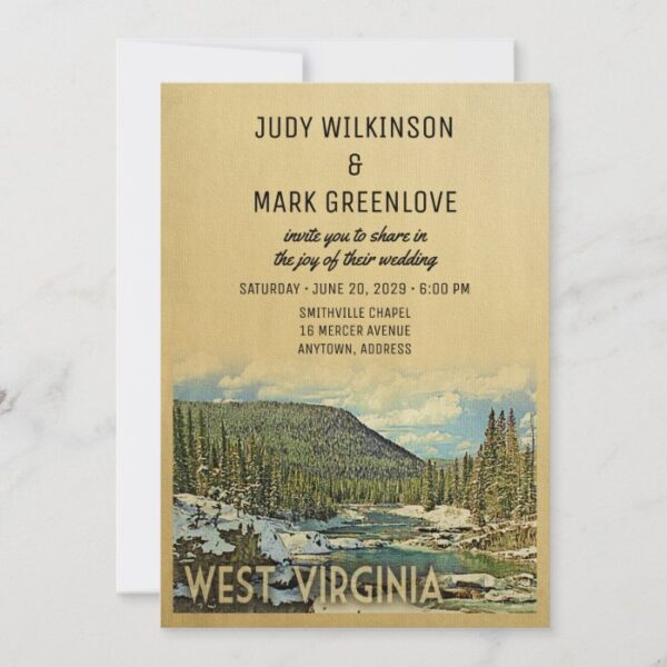 West Virginia Wedding Invitation Vintage Nature