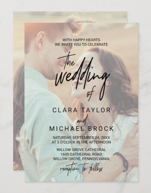 Whimsical Calligraphy | Faded Photo The Wedding Of Invitation