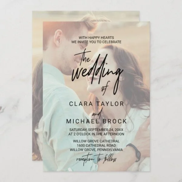 Whimsical Calligraphy | Faded Photo The Wedding Of Invitation