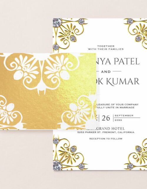 White and Gold Mandala Indian Wedding Invitation