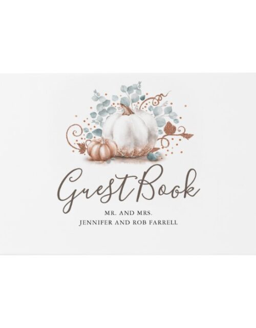 White and Rose Gold Pumpkins Fall Wedding Guest Book