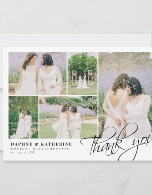 White Wedding Photo Collage Script Thank You