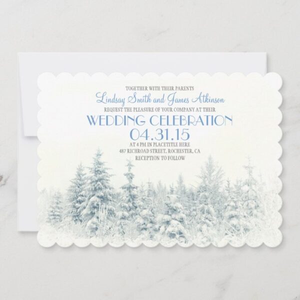 White winter wedding invitation