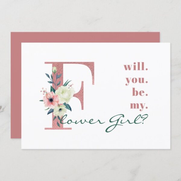 Will you be my Flower Girl Pink Floral Letter Invitation