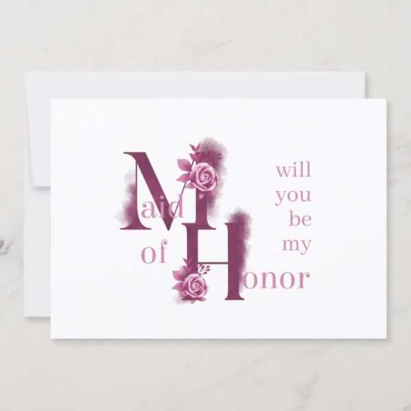 Will you be my Maid of Honor Purple Floral Letter Invitation