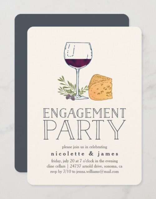 Wine and Cheese Engagement Party Invitation